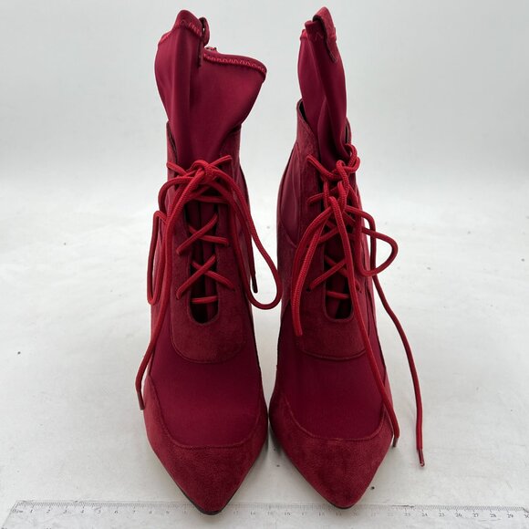 YDN Women Pointed Toe Ankle Boot Chunky High Heels Pull On  YDN Wine Lace Up Pointed Toe Stiletto High Heel Suede Winter Dress Ankle Boots